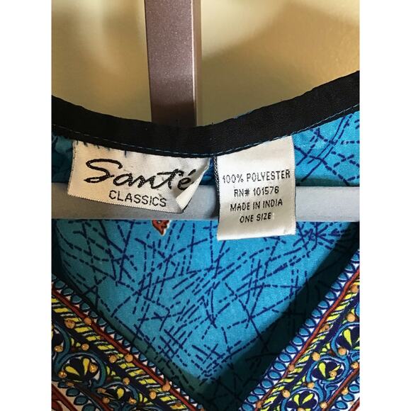 Sante Women Tribal Print MuMu/ Kaftan Sz. Os Blue Loungewear Comfort Modest EUC - Picture 6 of 8
